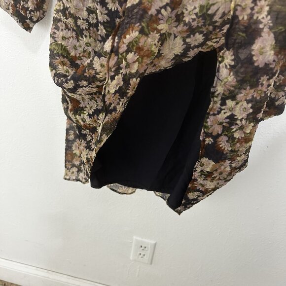 Madewell Drawstring Faux-Wrap Mini Dress in Daisy Reverie Forest Floral Size XS - Picture 9 of 12